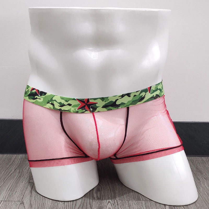 Image of Soutong men’s underwear transparent mesh sexy men’s boxers fashion retro belt personalized boxers gay - Sexy lingerie